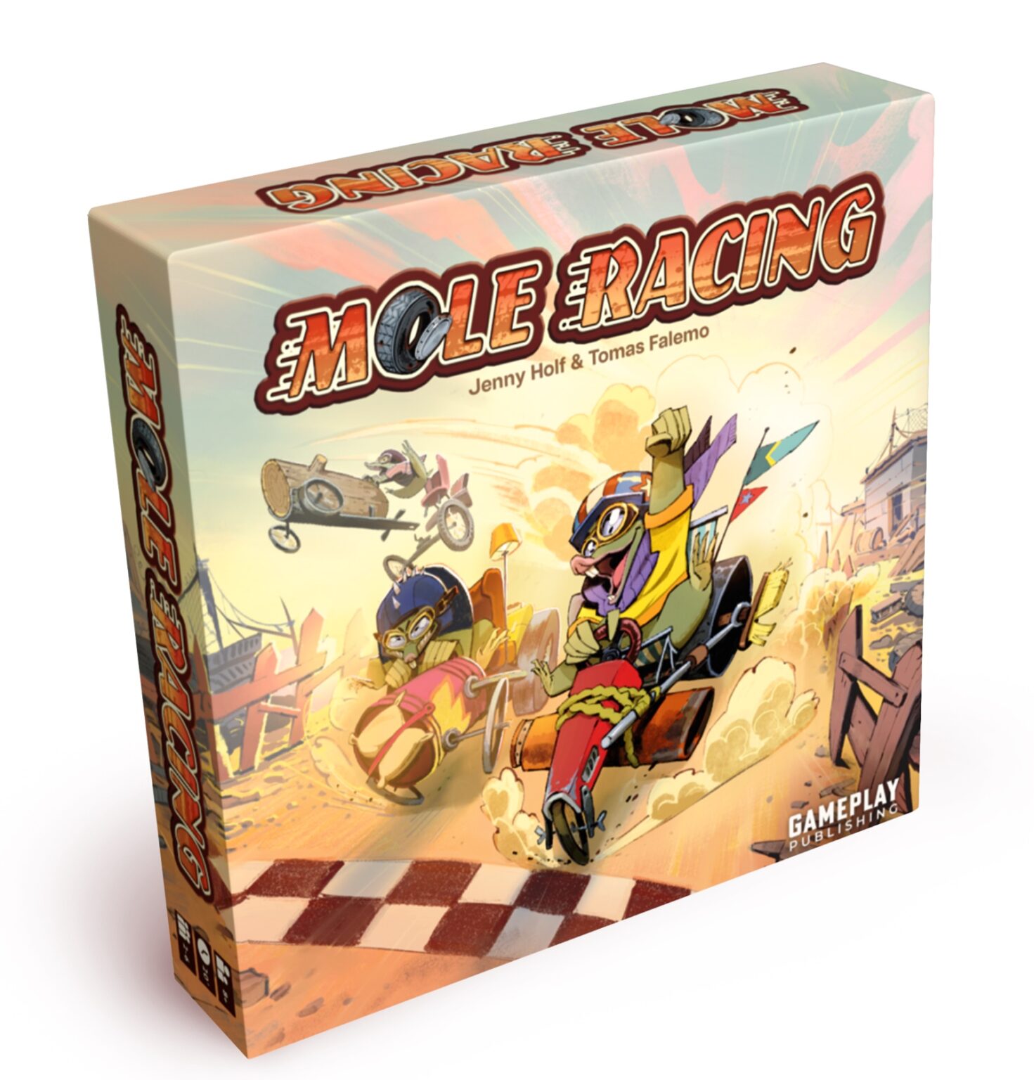 Mole Racing board game box in 3D