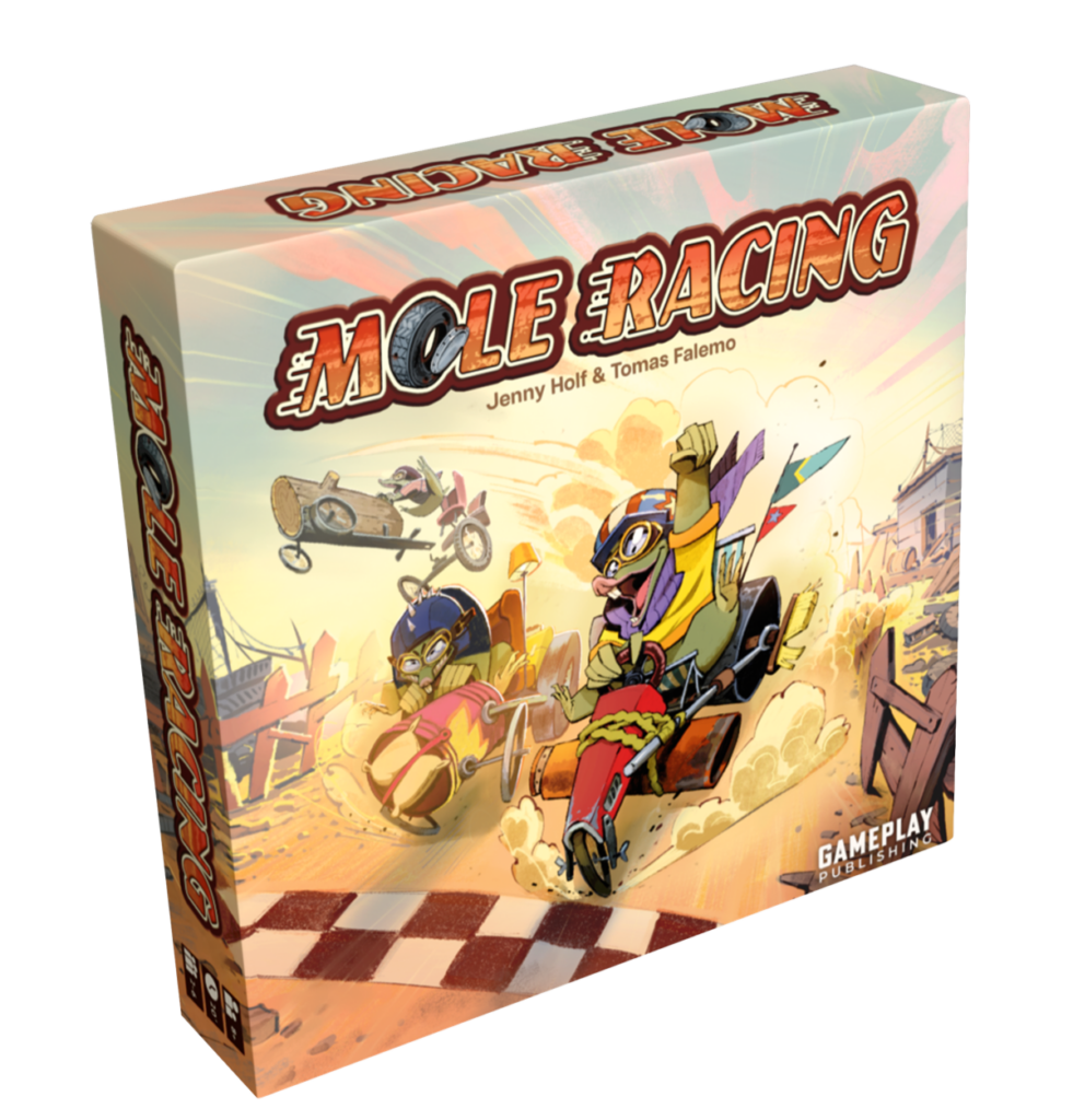 Mole Racing board game box in 3D